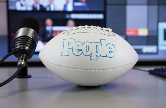 Photo of a custom phootball we printed for people magazine for use in a video shoot from 2016.