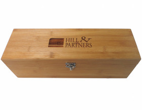 Promotional gift bamboo wine box with corporate logo engraved