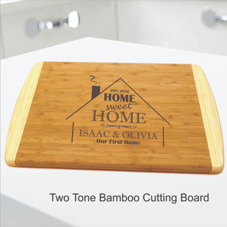 Personalized Happy Campers Live Here - 2 Tone Bamboo Cutting Board