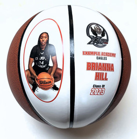 Custom Senior Night basketball this vertical design great for showcasing action shots of individuals for each senior graduating from your high school basketball team.