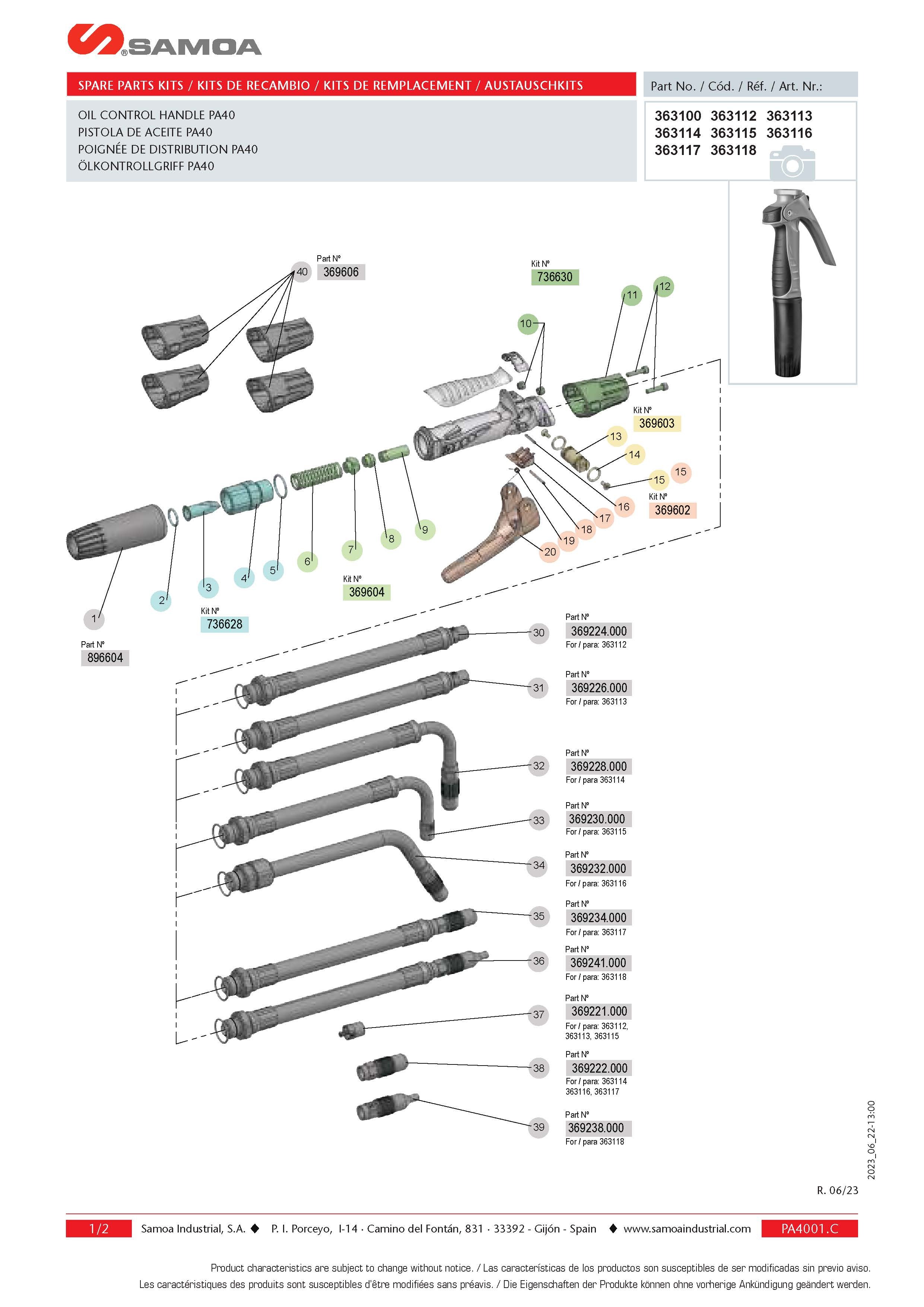 3631XX - PA40 Spare Parts Listing