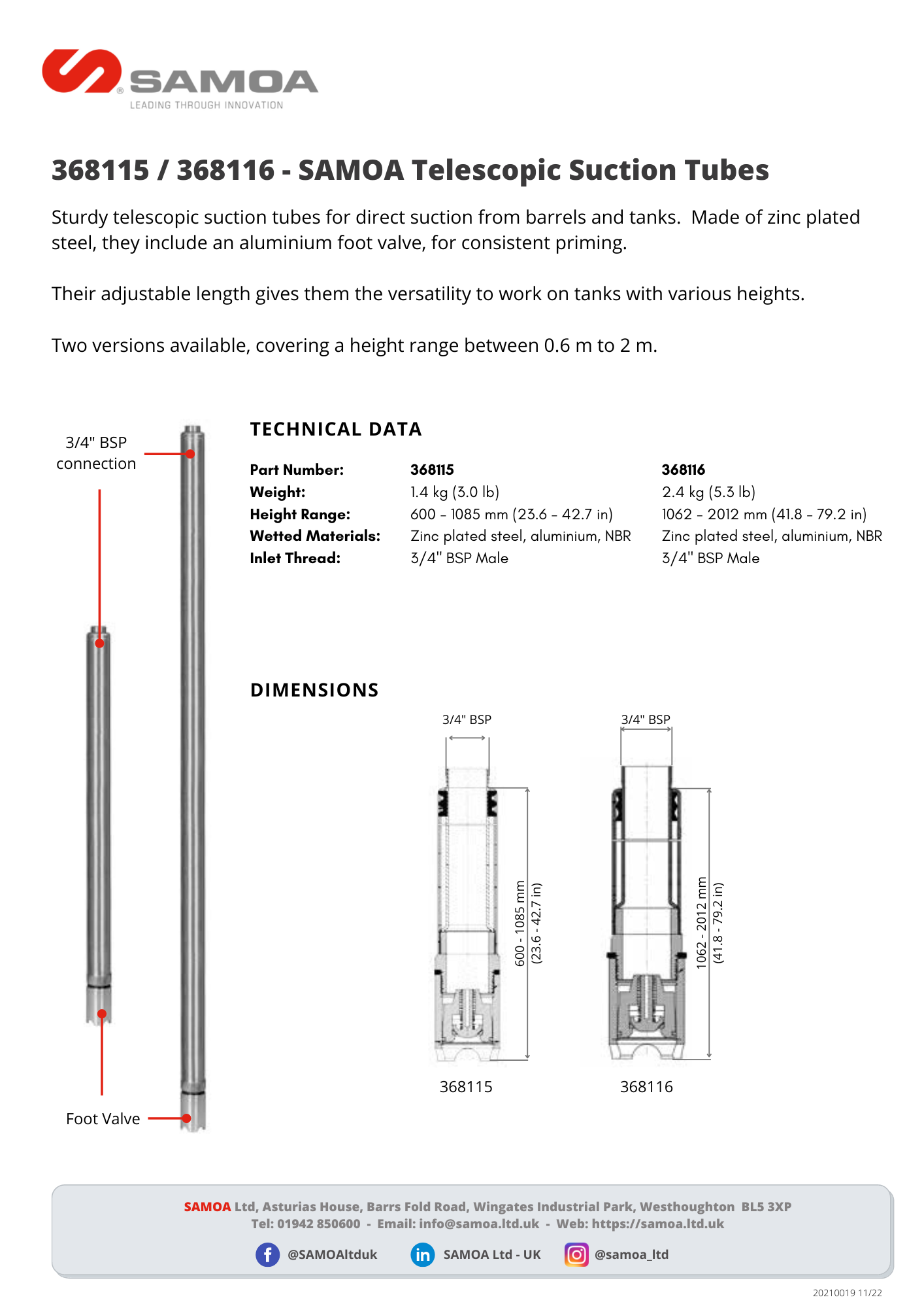 368115/368116 - Telescopic Suction Tubes