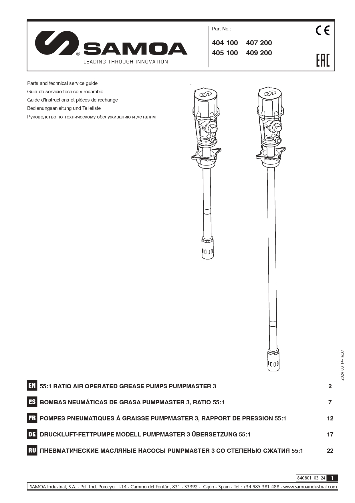 404100, 407200, 409200 - Product Manual