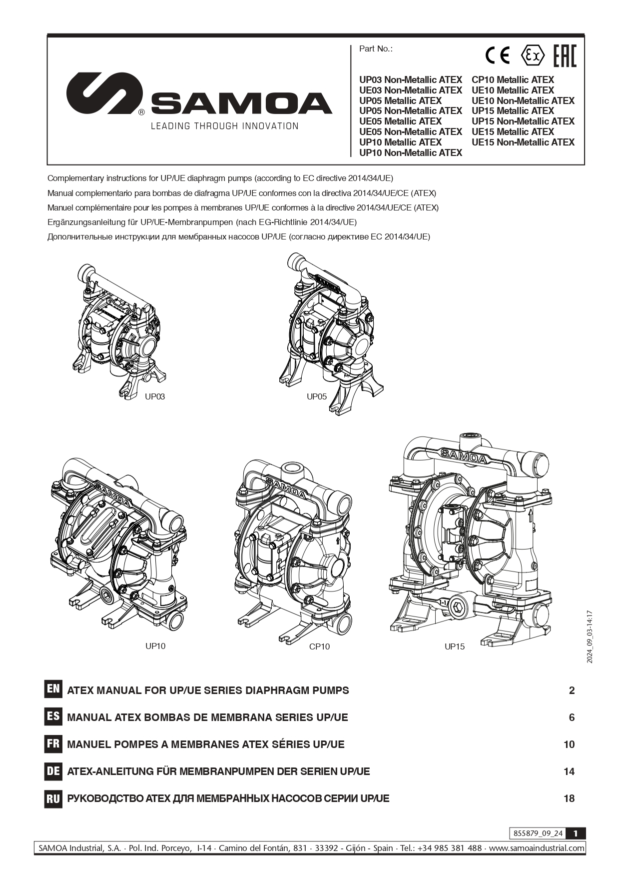ATEX Manual for UP/UE AODD Pumps
