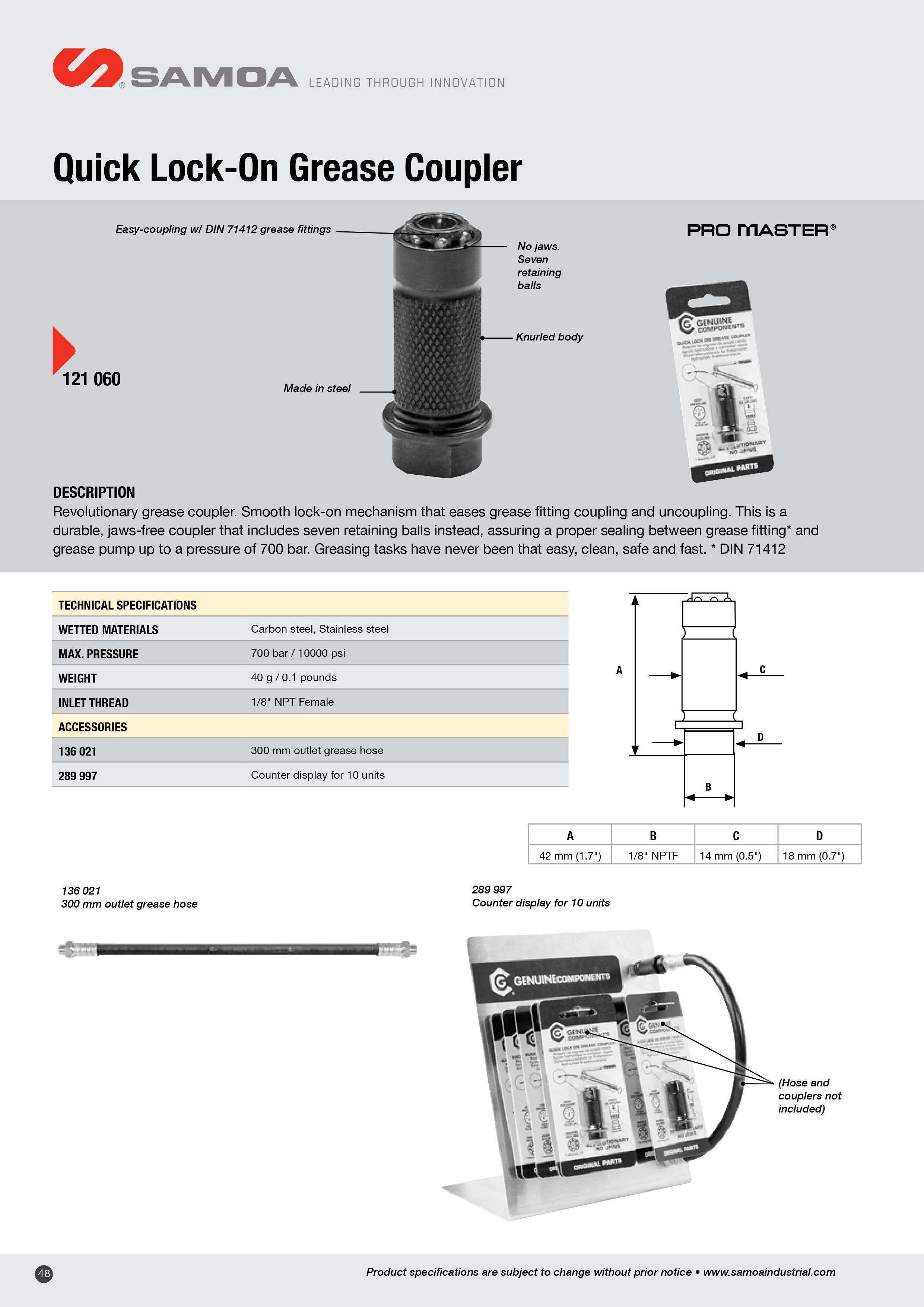 121060 Quick Lock On Grease Coupler