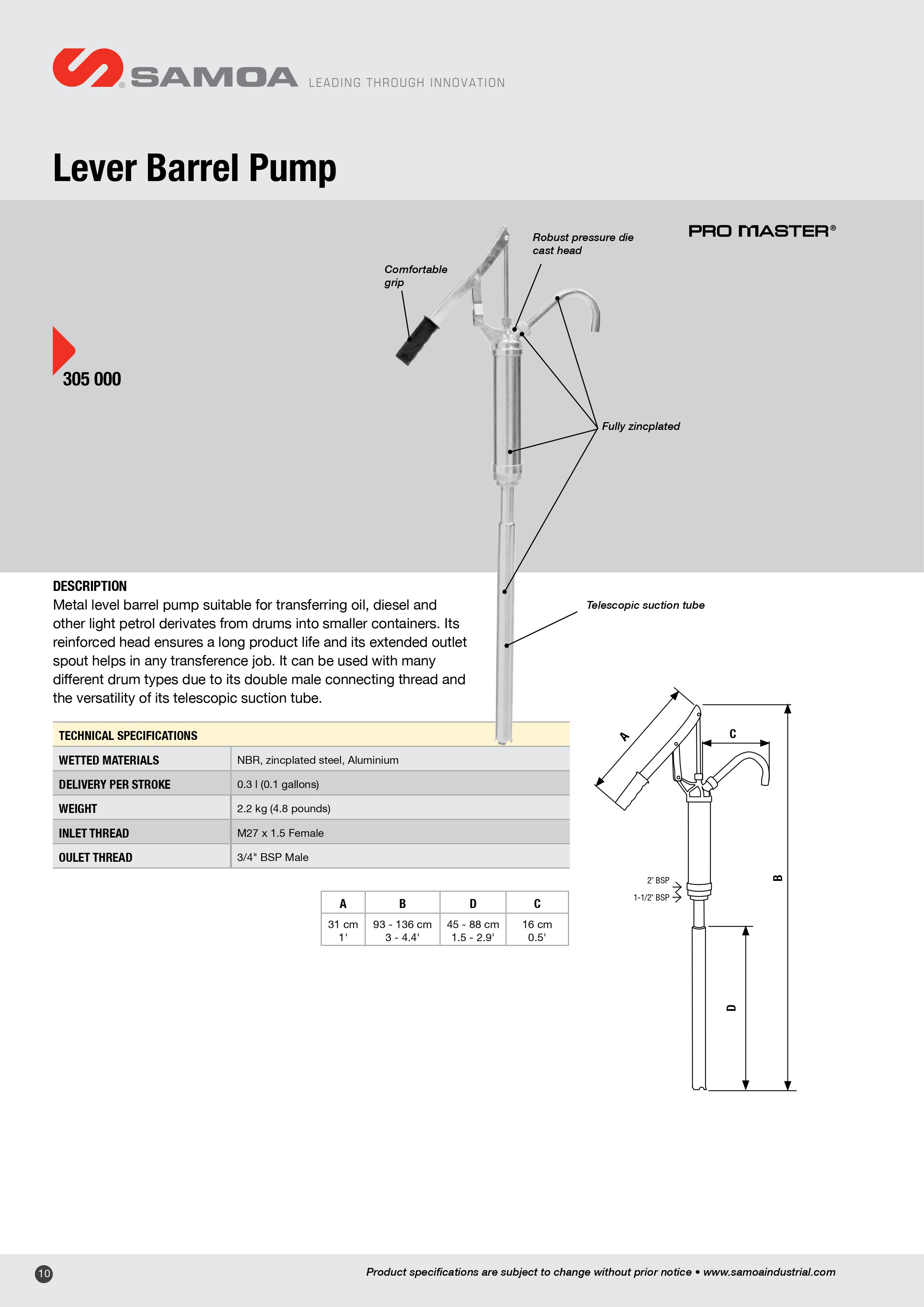 305000 Lever Action Drum Pump