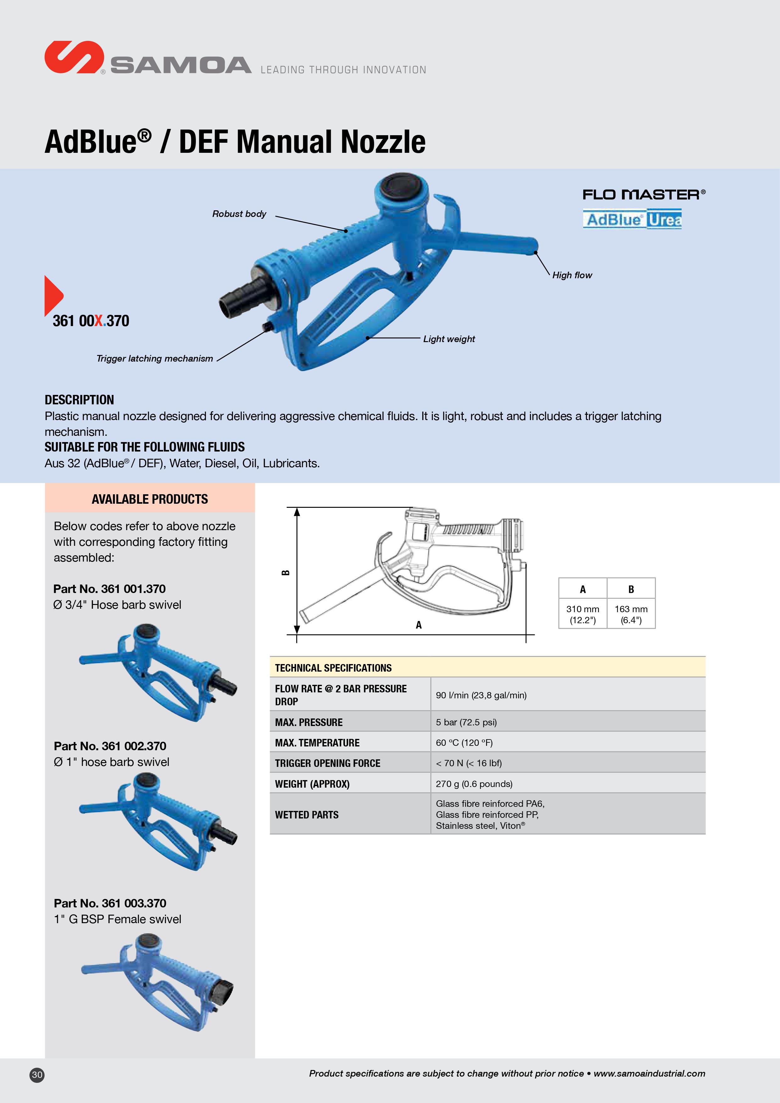 36100X.370 Manual AdBlue® Nozzle