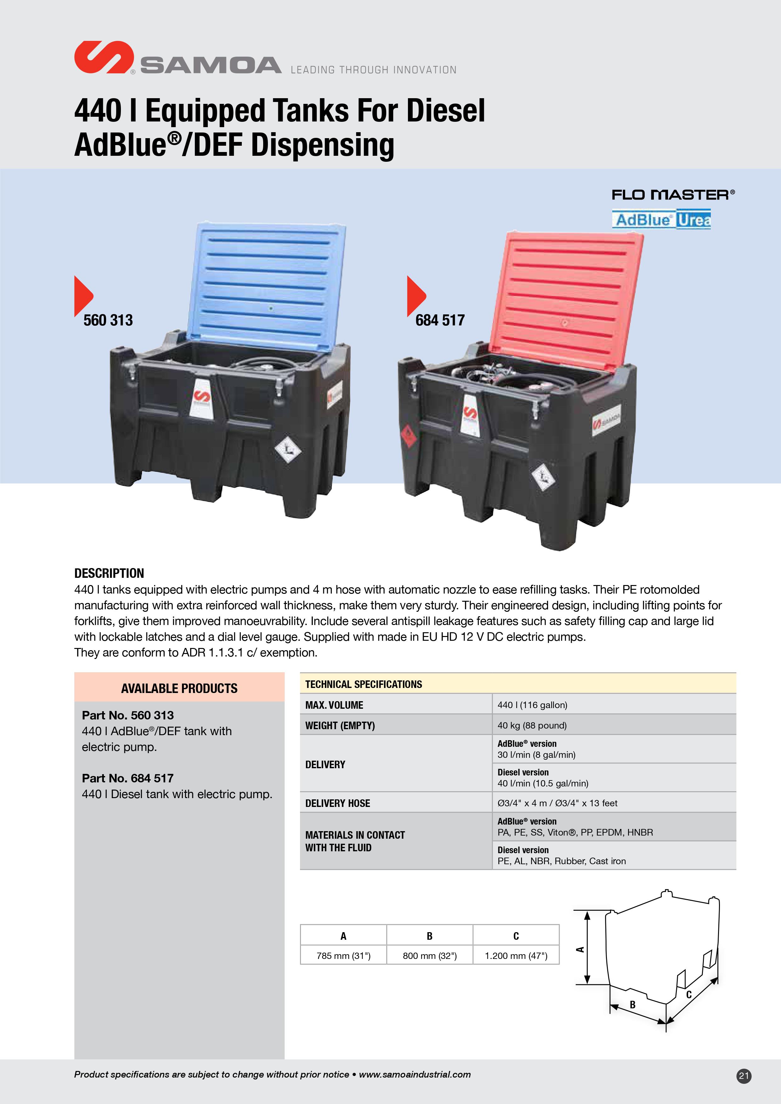 560313 AdBlue® 440 Litre Equipped Unit