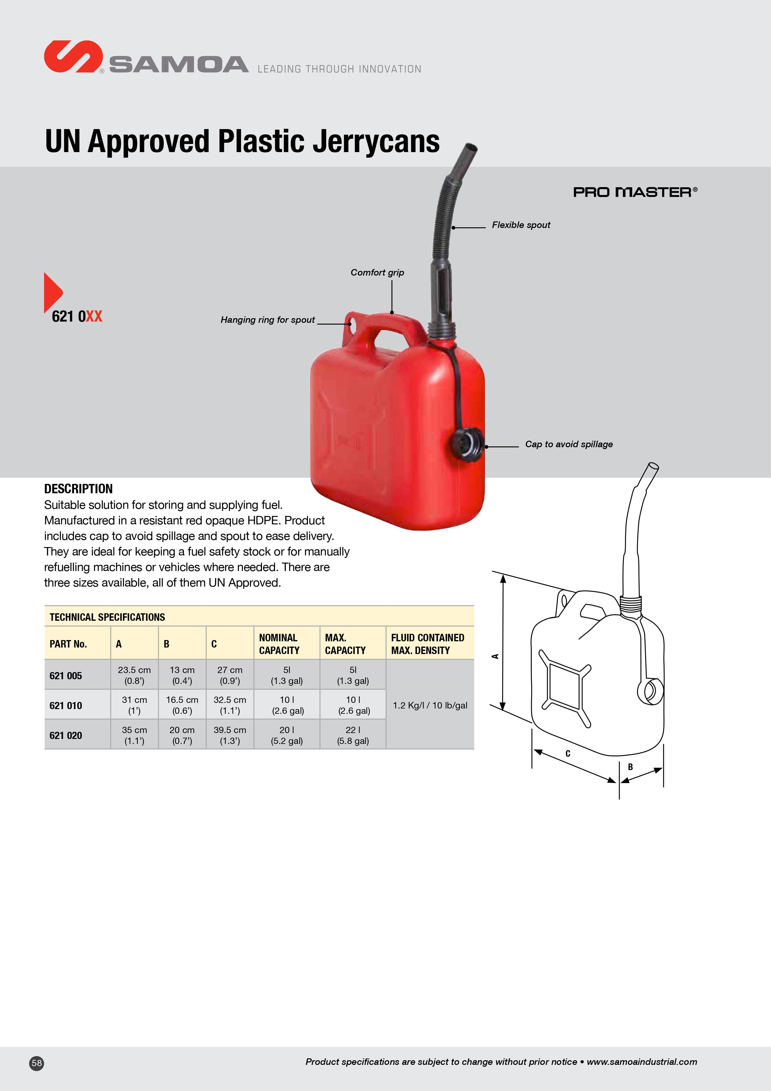 6210XX Red Plastic Fuel Cans