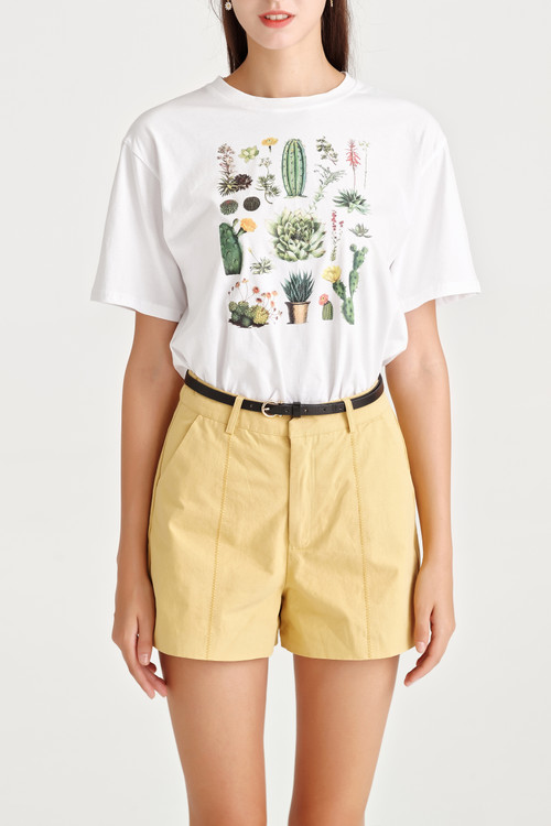 Cotton Belted Shorts