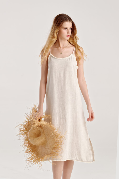 Linen Blend Cami Midi Dress