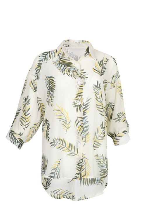 Sheer Leaf Print Shirt
