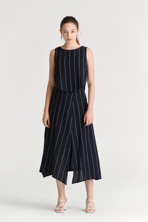 Linen like Stripe Skirt