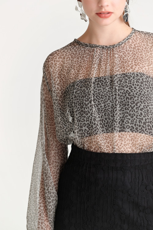 Chiffon Animal Print Blouse