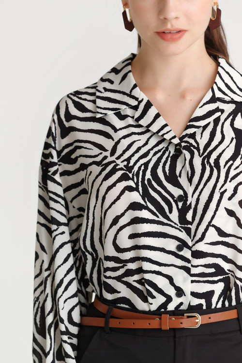 Zebra Print Loose-Fit Shirt