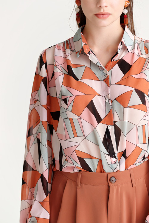 Chiffon Abstract Print Shirt