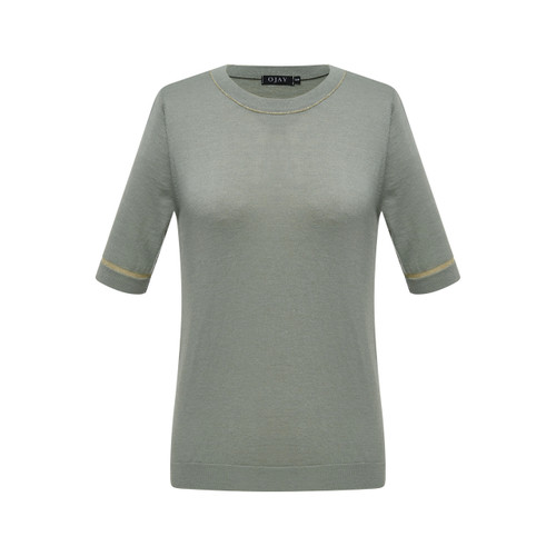 Gold-Line Short-Sleeve Knit Top