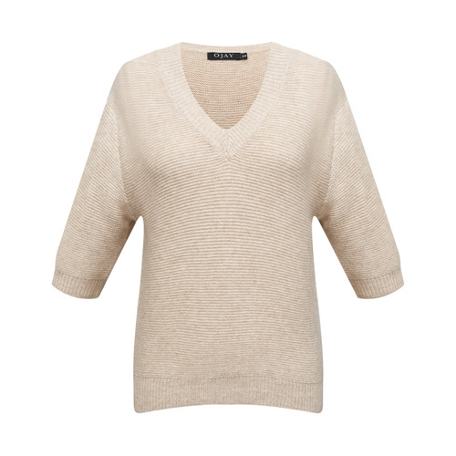 V neck half sleeve knit top