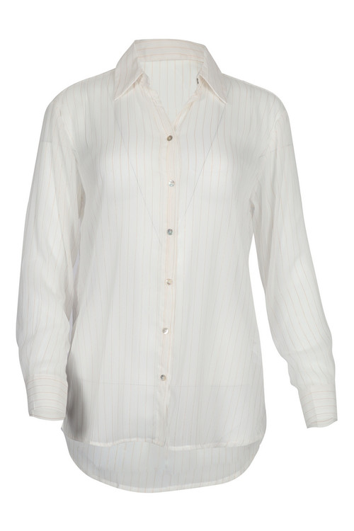 Sheer Metal Stripe Long sleeve Shirt