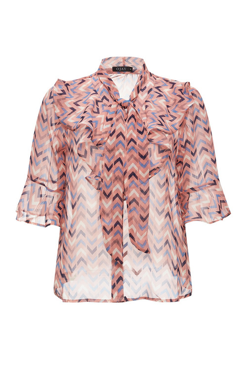 Chiffon Bow Tie Frilled Blouse