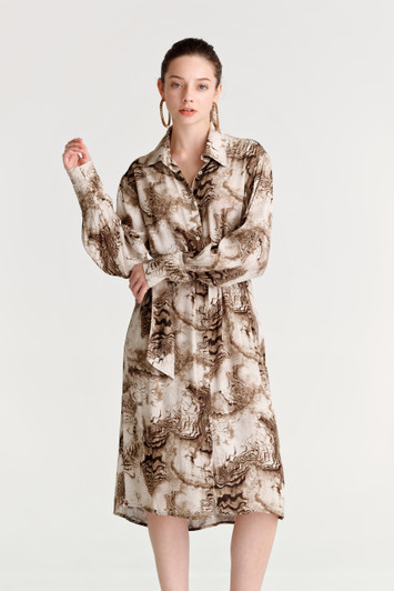 Abstract Print Shirt Dress Abstract Print Shirt Dress