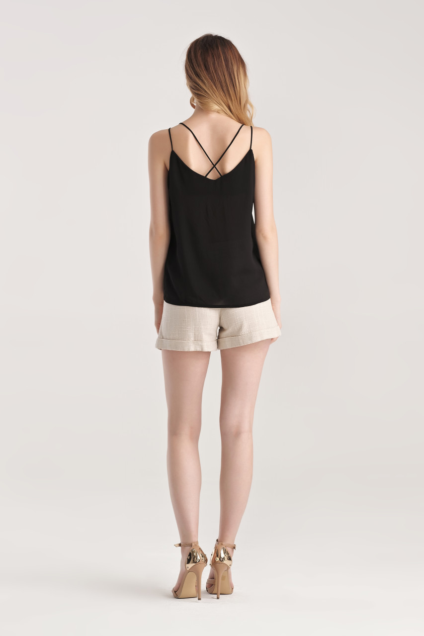 BACK CROSS RIB CAMISOLE＆BEADS CAMISOLE Cross Back Cami - Charcoal Washed Rib – JOAH BROWN®