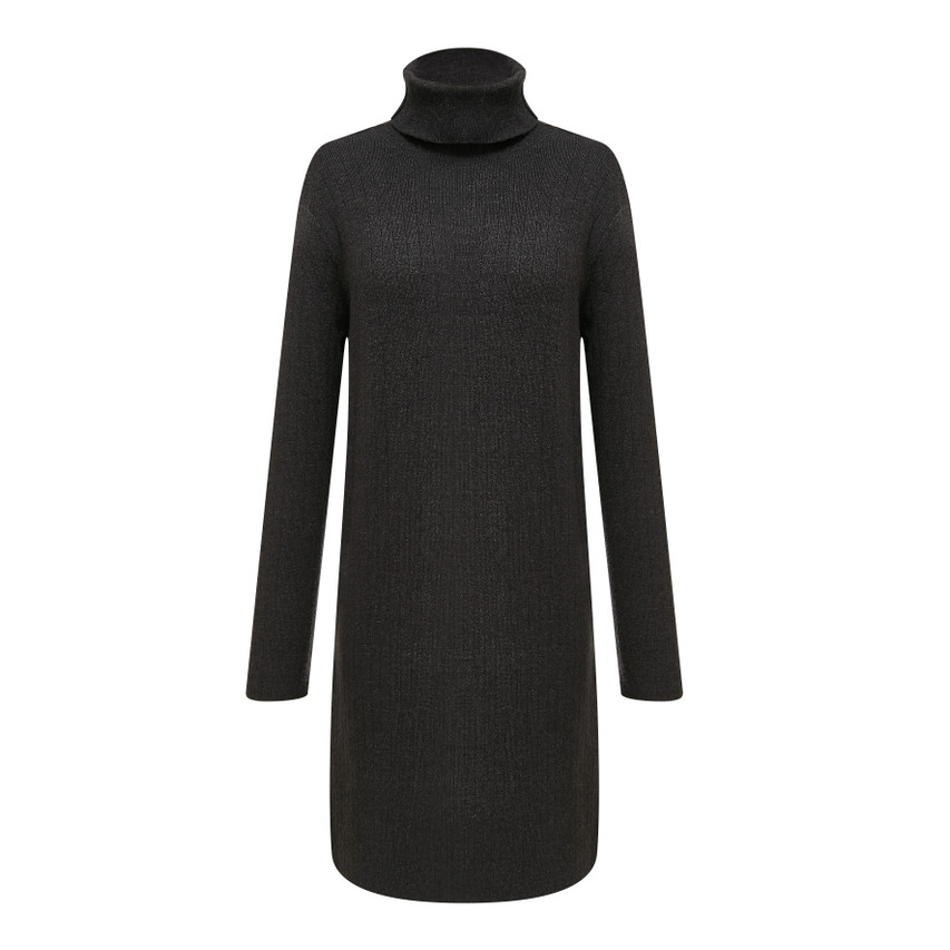 Turtle neck long sleeve shift dress with a cute pocket