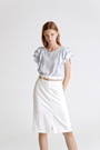 Belted Front-Slit Skirt