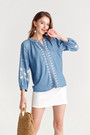 Denim Embroidery Top(10475)