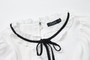 Solid Ruffle Neck String Blouse