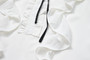 Solid Ruffle Neck String Blouse