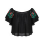 Flower Embroidered Ruffle Layered Blouse