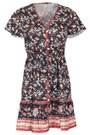 Casual Boho print front button mini dress