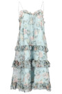 Floral chiffon tiered midi dress