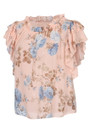 Floral Print Frilled Short Sleeve Chiffon Top