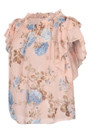 Floral Print Frilled Short Sleeve Chiffon Top