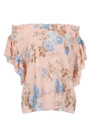 Floral Print Frilled Short Sleeve Chiffon Top