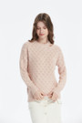 Pointelle Knitted Tiered Neck Line Knit Top