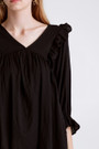 V-Neck Solid Frill Linen Blouse