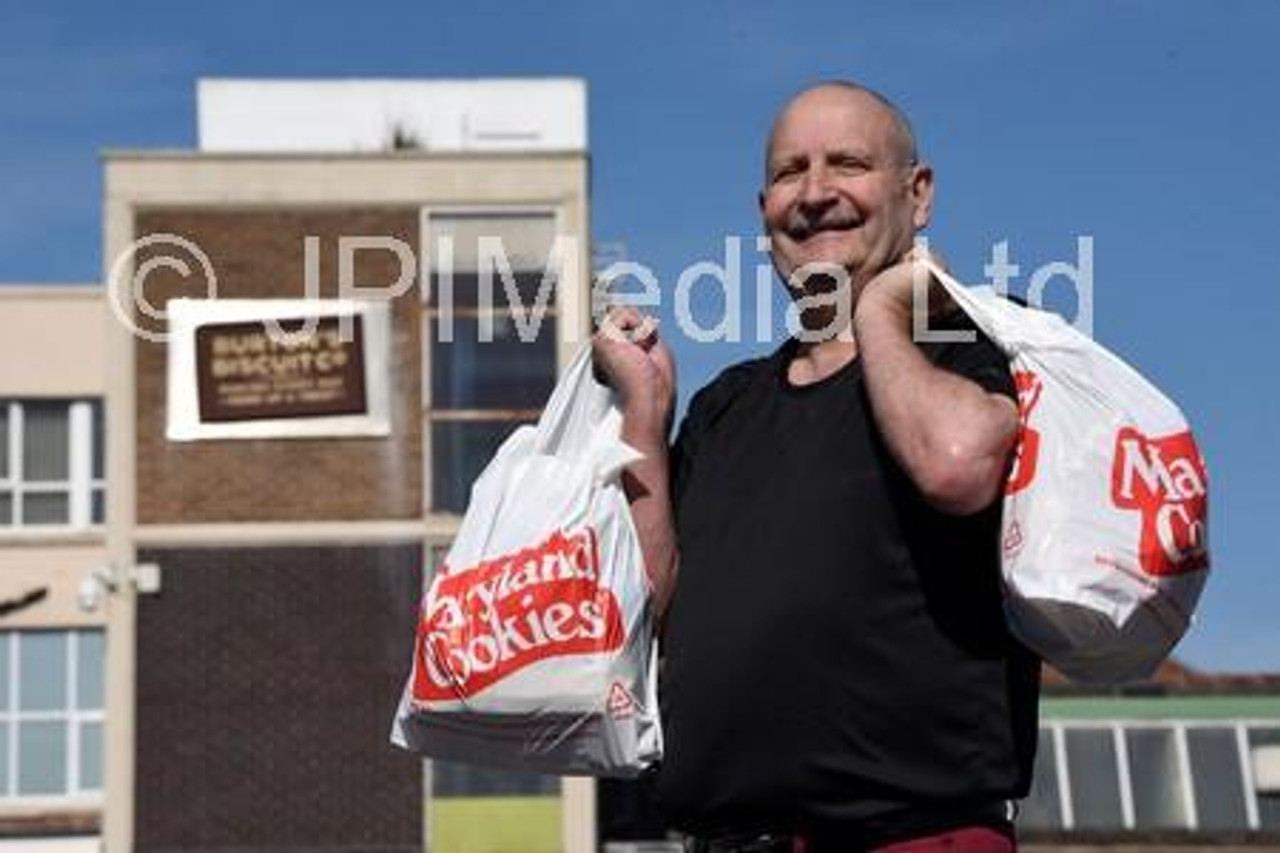 38622034 Bernie Glen 65 who has worked for Burton s Biscuits for over 40 years has been delivering bags of free biscuits around Blackpool