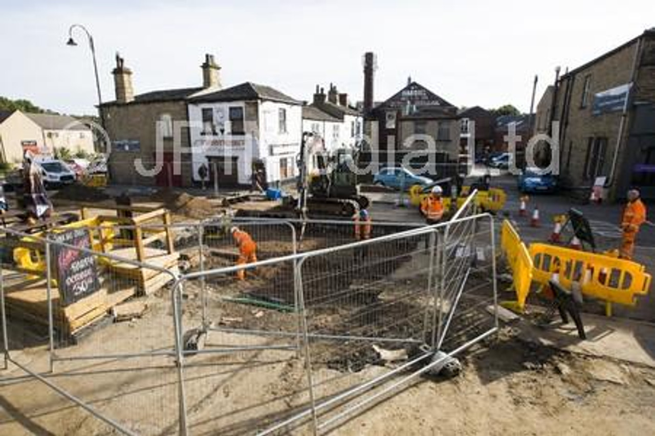 39184042 Road closed because of burst water pipe Bradford Road Cleckheaton