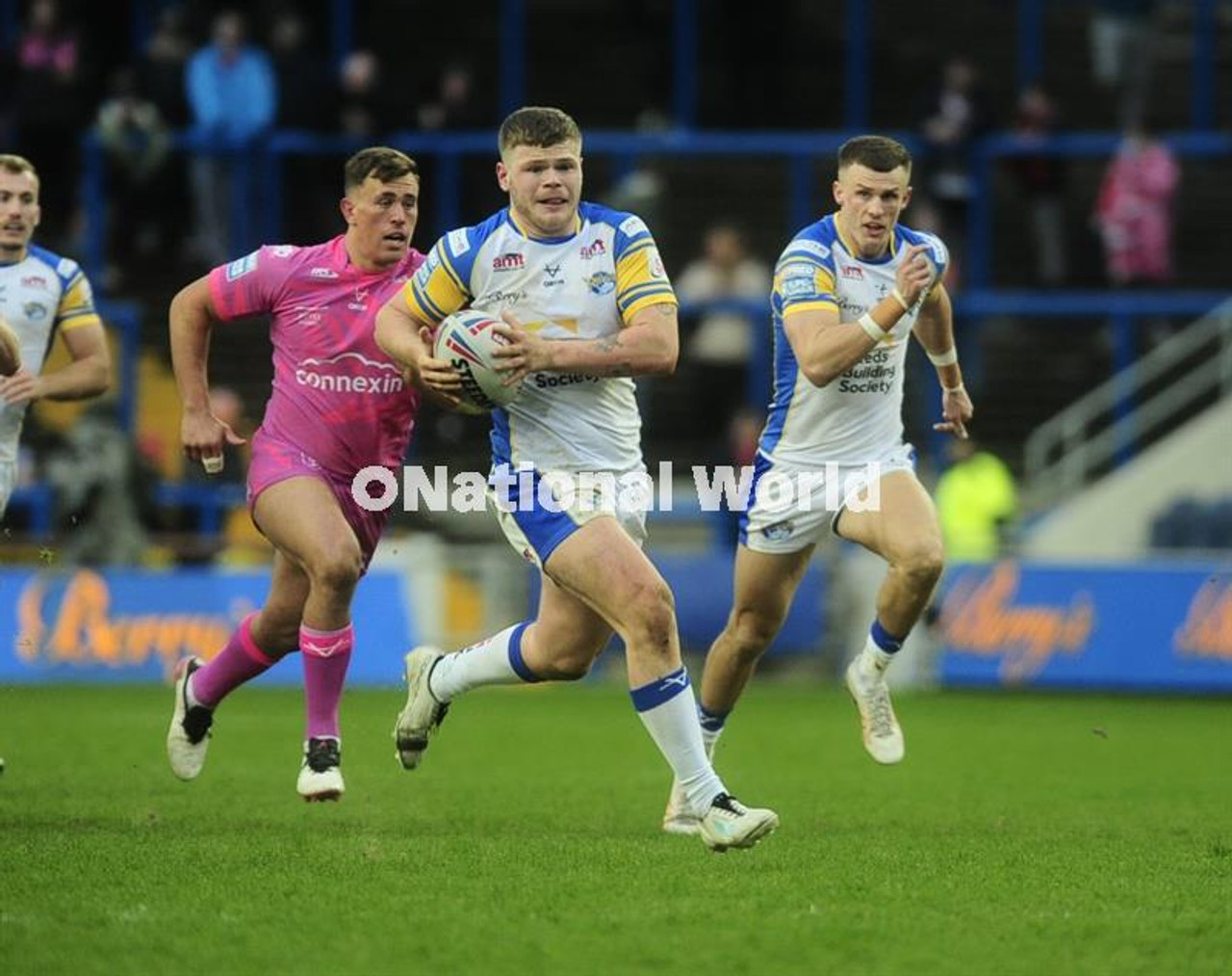 39925445 Leeds Rhinos v Hull KR James Donaldson testimonial sun 04 02 2024 picture Steve RidingTom Nicholson Watton sets up the Brodie Croft try