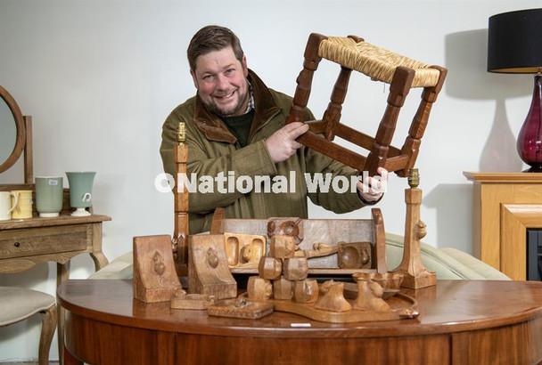 40093187-Auctioneer Angus Ashworth with some of the 112 lots of ...