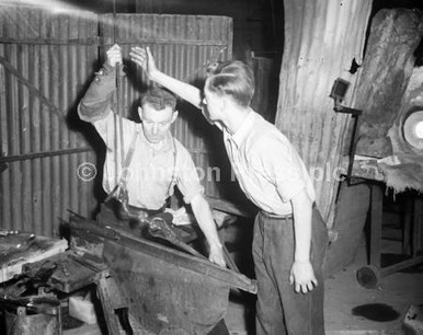 20871551-Edinburgh and Leith Flint Glass Company - 2 men with molten ...