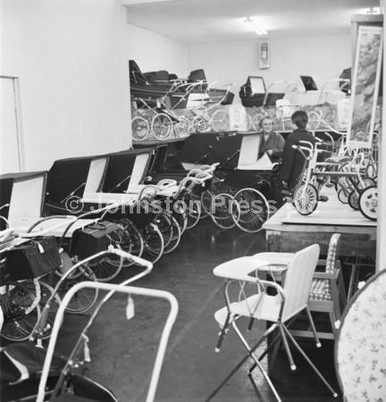 Prams Display 20367797-An interior view of prams on display in Pramcraft, Edinburgh ...