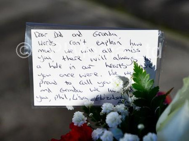 38891135-A message on flowers in memory of Eddie Oyston. Picture by ...