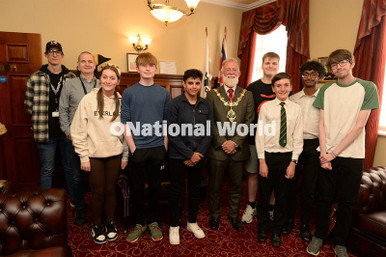 39841168-Members of the Rotherham Youth Cabinet pictured with the Mayor ...