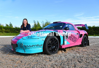 Michelle Reiser Racer 39997055-Racing driver Michelle Swallow with the brightly coloured ...