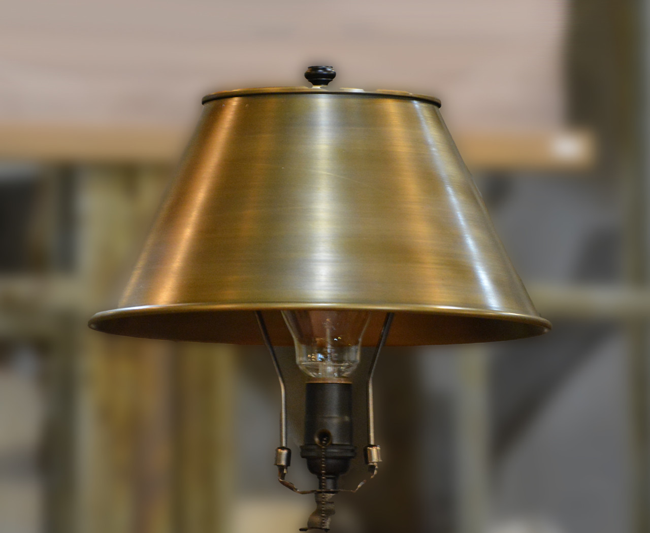 brass lamp with shade