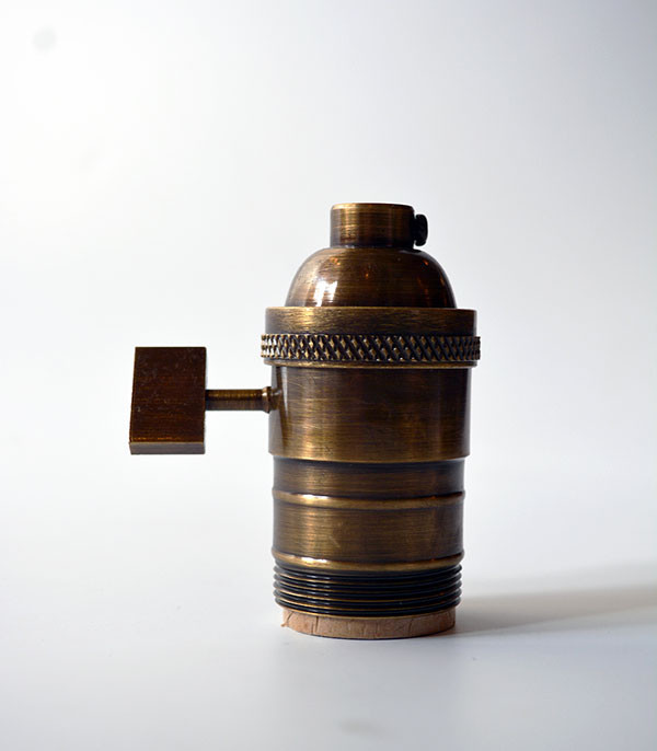 Vintage E27 Light Socket - Brass Edison Bulb Holder With Button Switch | Retro Pendant Lamp Base